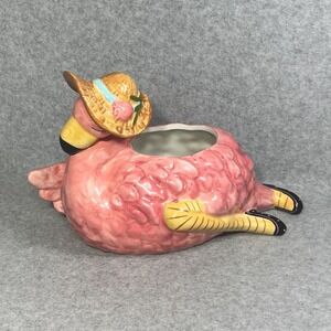 Blue Sky Flamingo Ceramic Planter Heather Goldminc Succulent‎ Cachepot Coastal